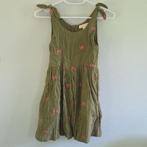 Pink Chicken Green Pleated Tie Front Sundress